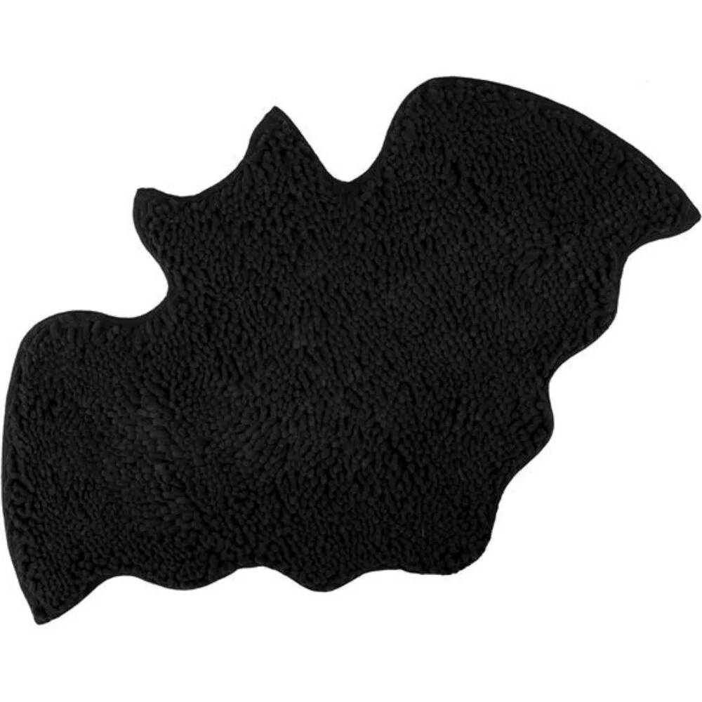 Goth Bat Bathroom Rug Non Slip Chenille Bath Mat Soft Absorbent Washable Decor